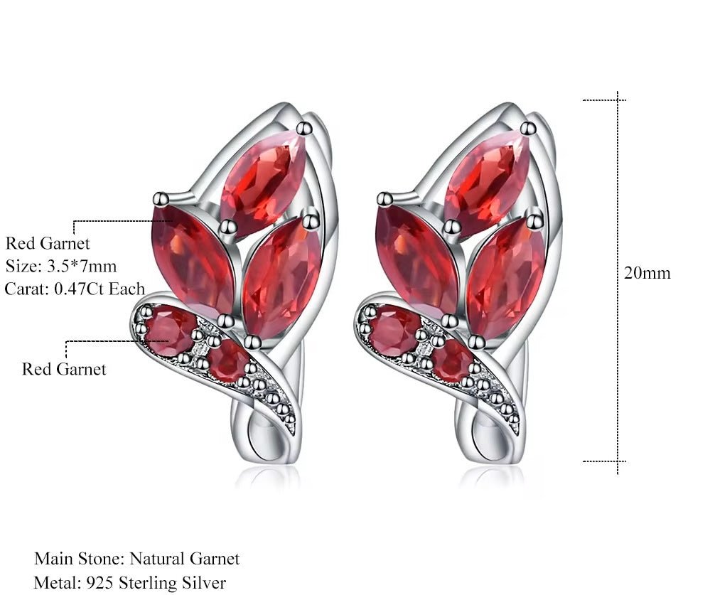 Silver 3.11 ct Garnet Earrings