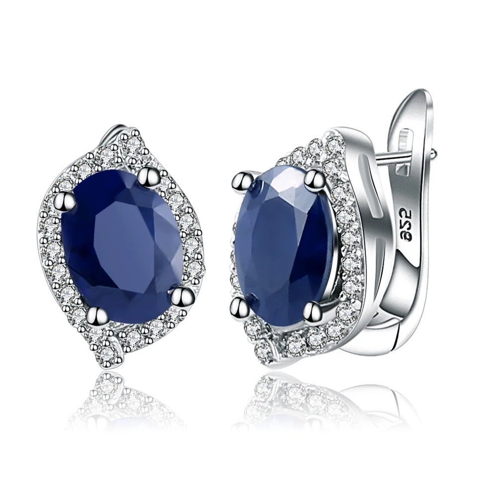 Silver 3.26 ct Sapphire Earrings