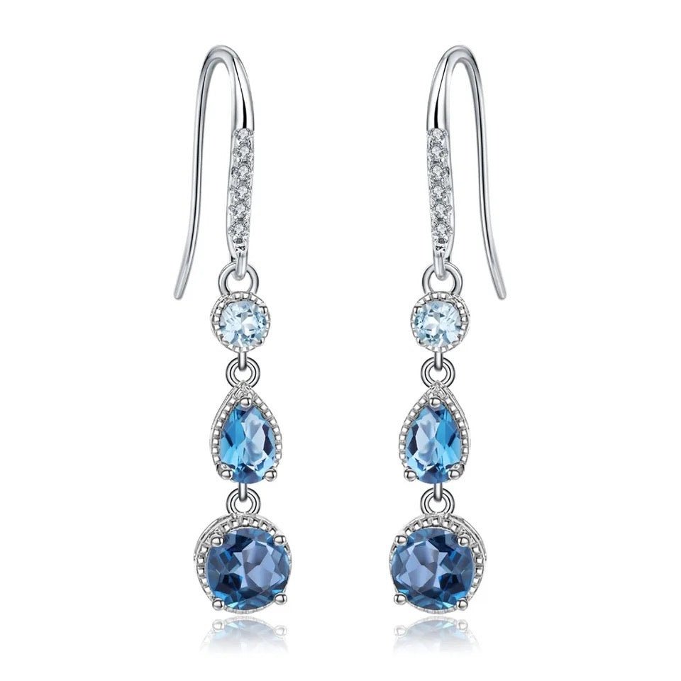 Silver 3.46 ct Topaz Earrings
