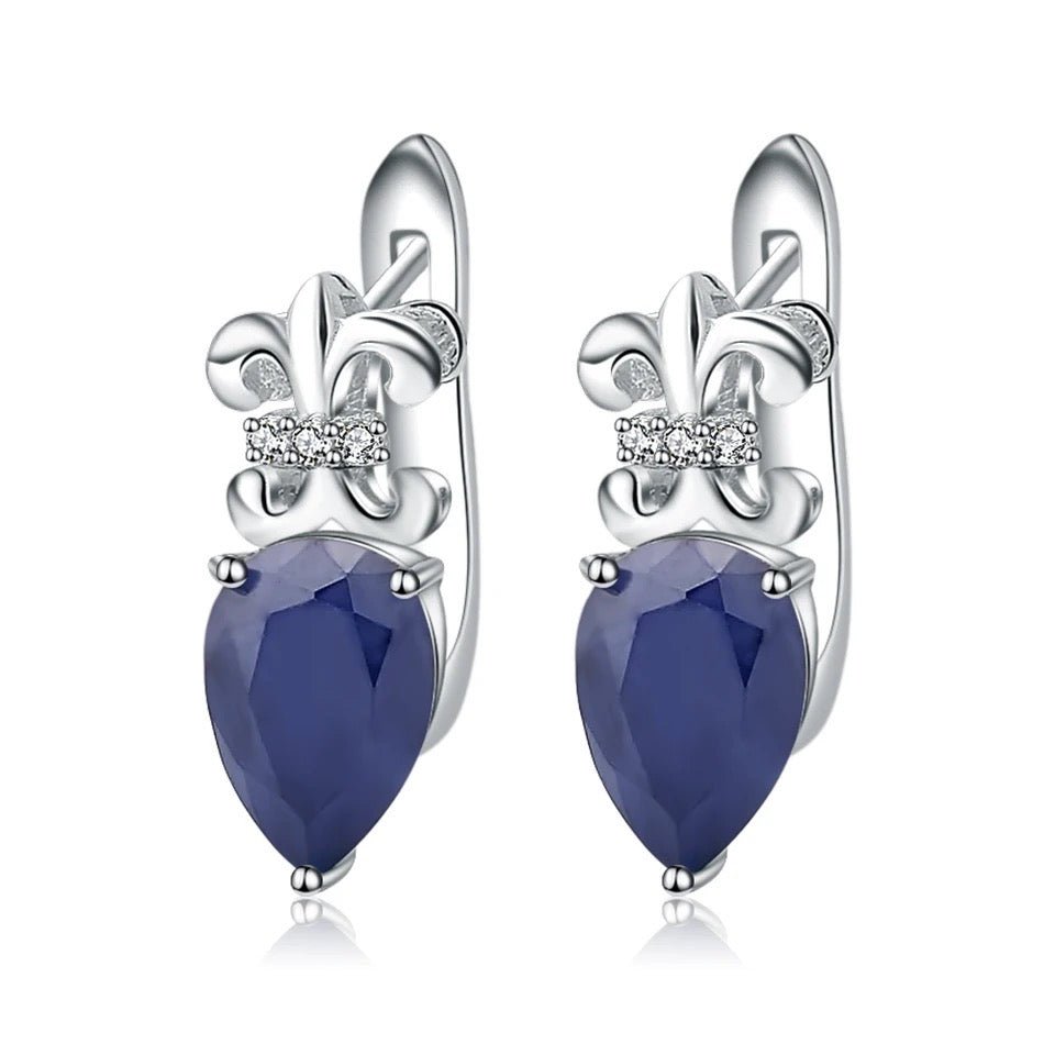 Silver 3.47 ct Sapphire Earrings