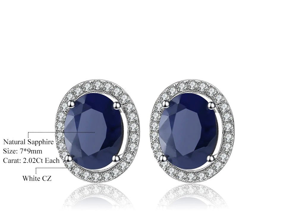 Silver 4.04 ct Sapphire Earrings