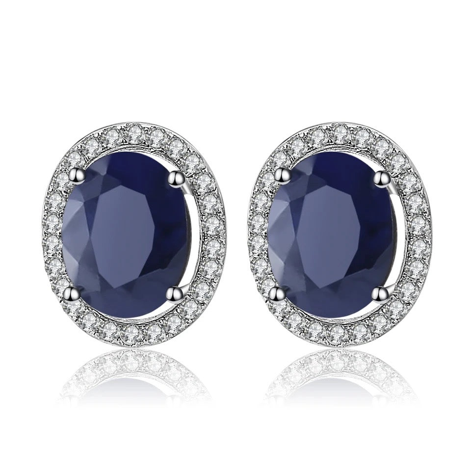 Silver 4.04 ct Sapphire Earrings