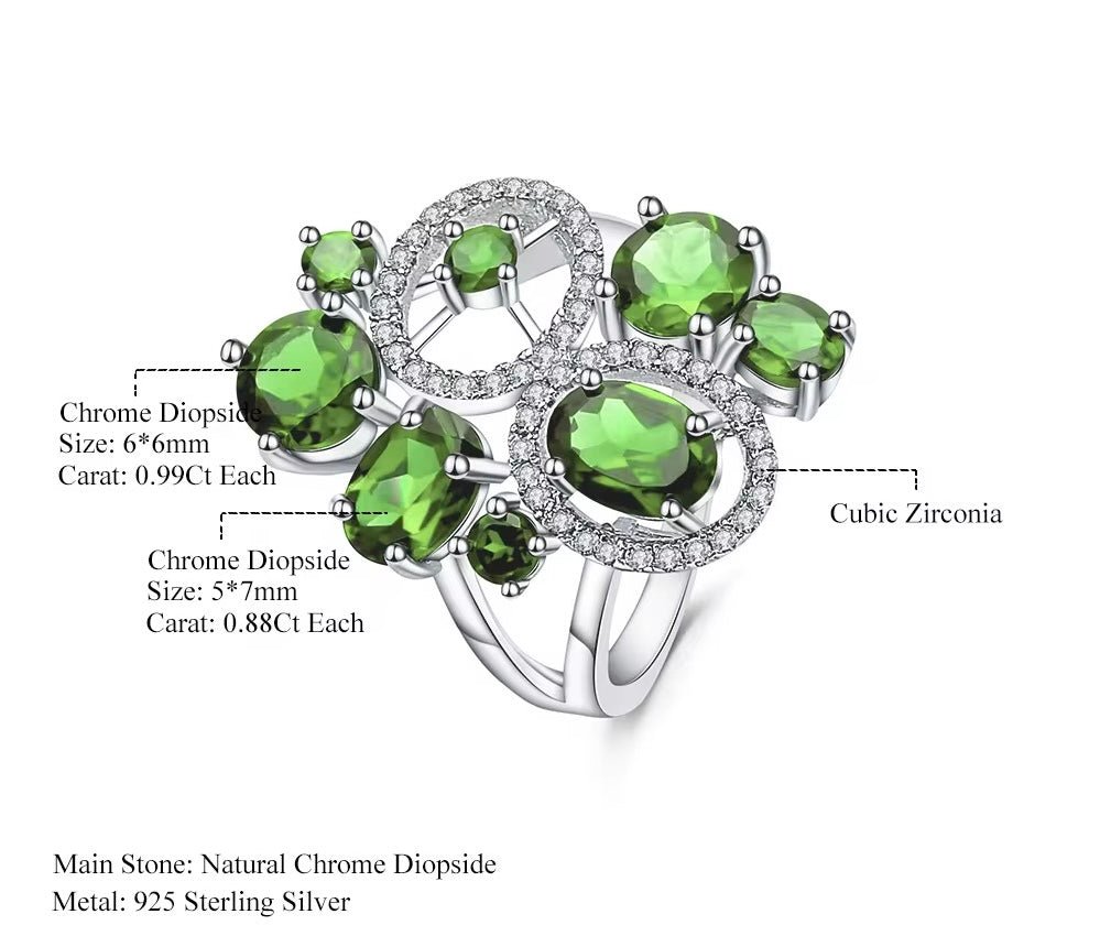 Silver 4.38 ct Chrome Diopside Ring