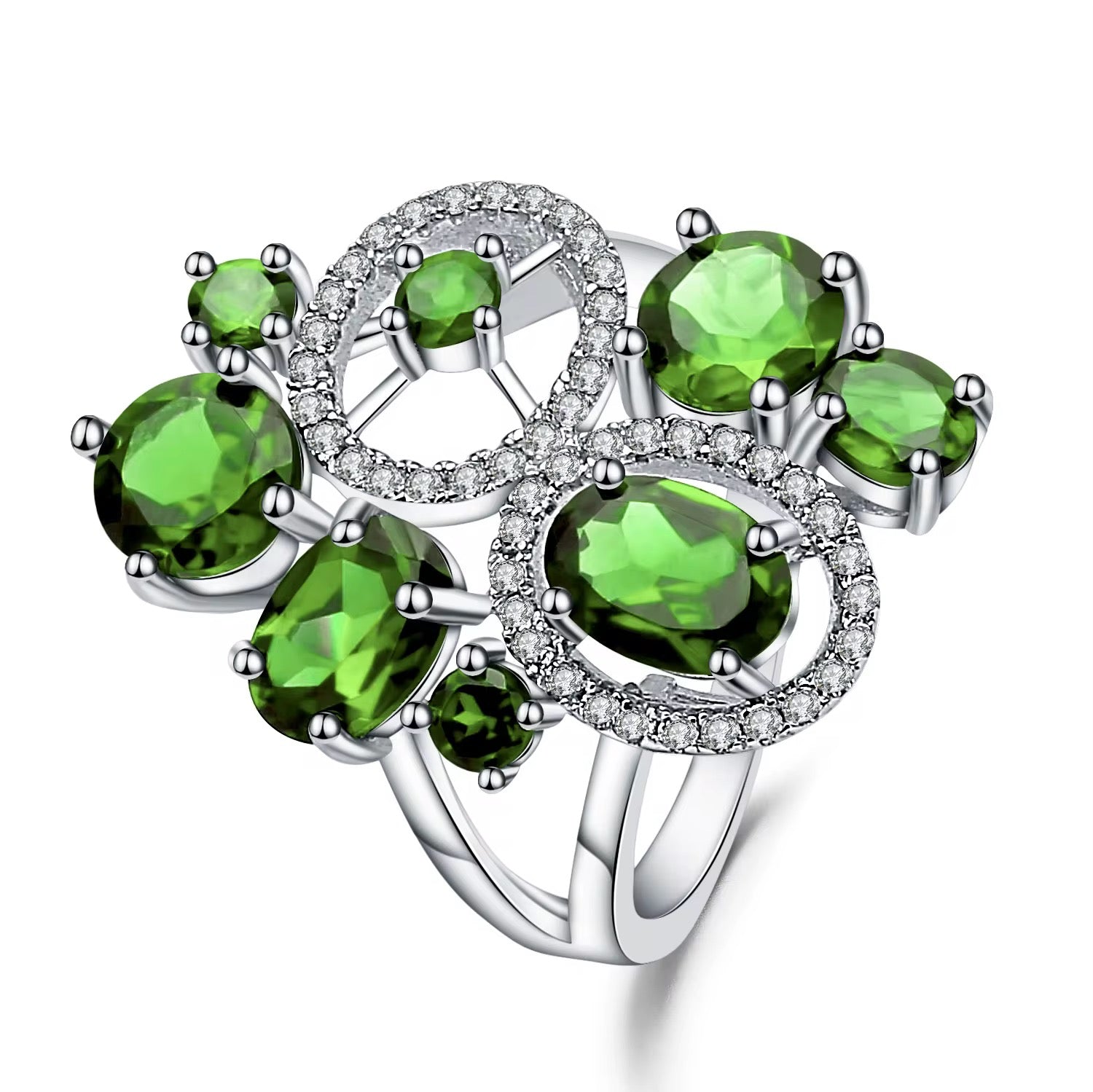 Silver 4.38 ct Chrome Diopside Ring