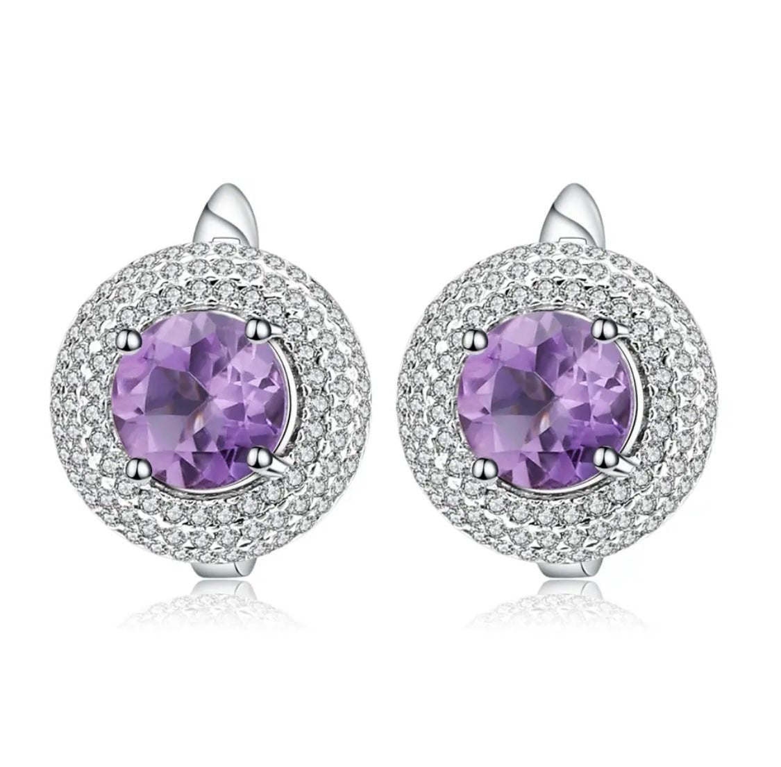 Silver 4.73 ct Amethyst Earrings