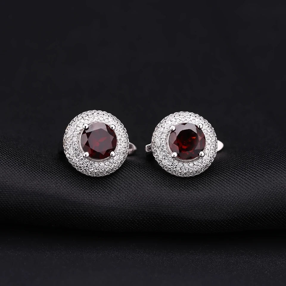 Silver 4.73 ct Garnet Earrings