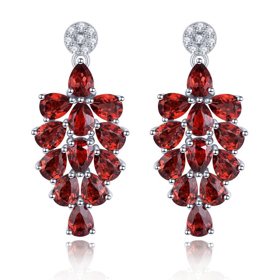 Silver 4.80 ct Garnet Earrings