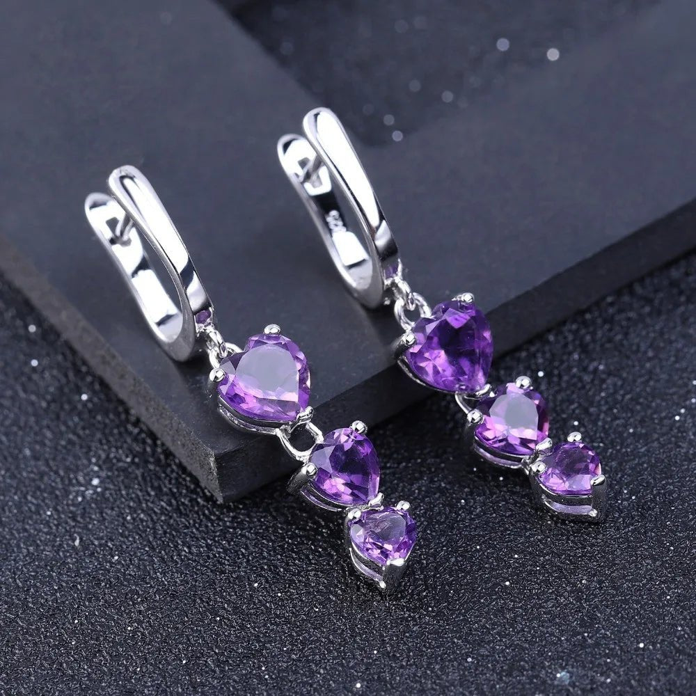 Silver 4.86 ct Amethyst Earrings