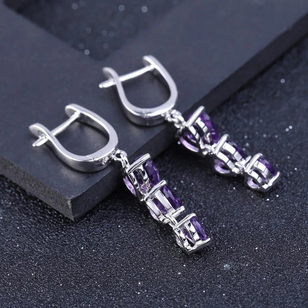Silver 4.86 ct Amethyst Earrings