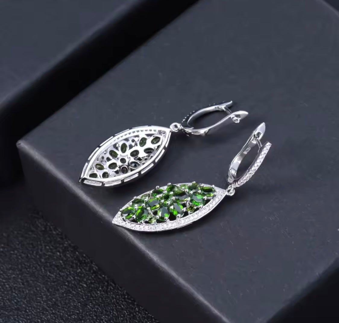 Silver 5.45 ct Chrome Diopside Earrings