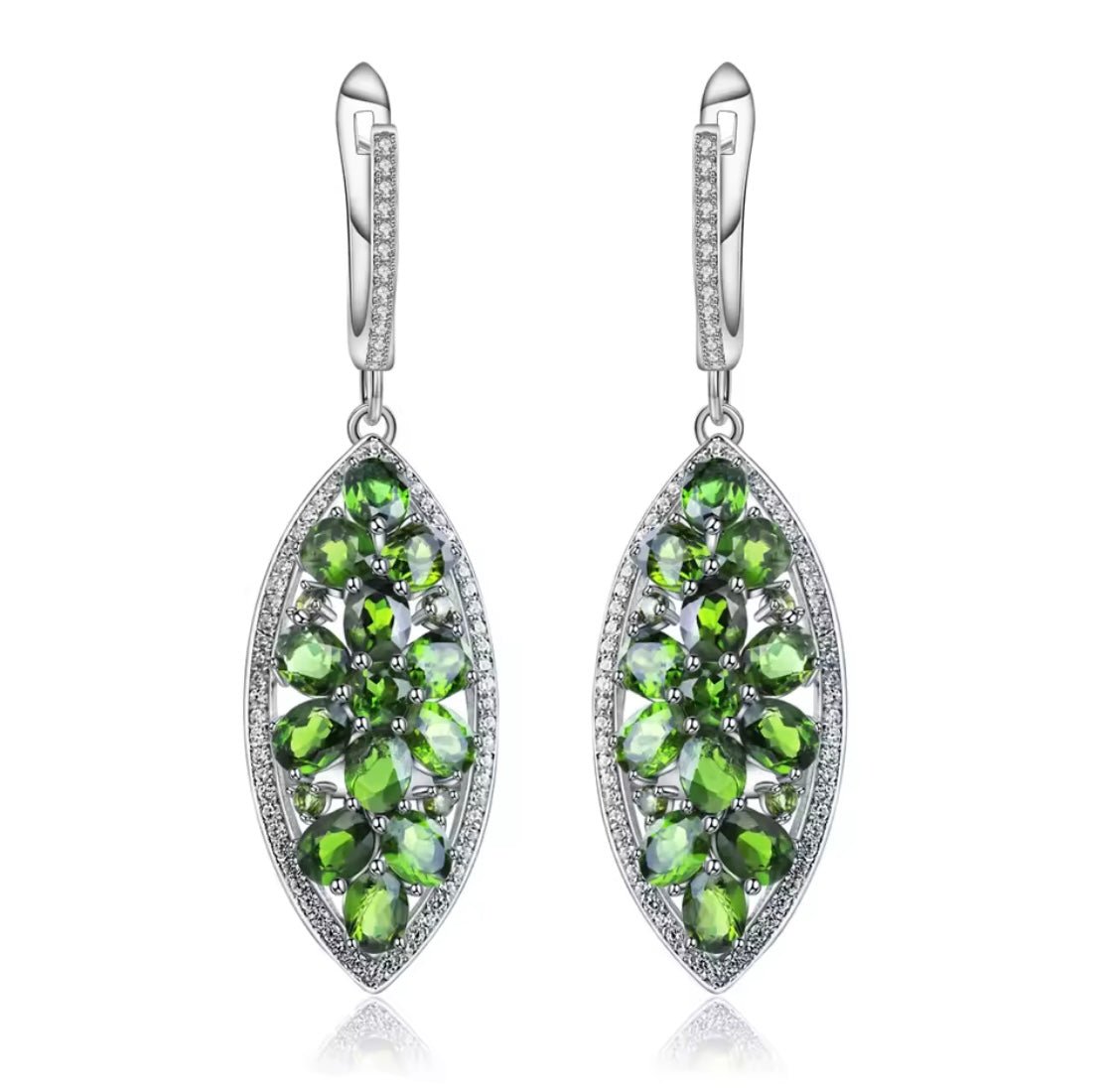 Silver 5.45 ct Chrome Diopside Earrings