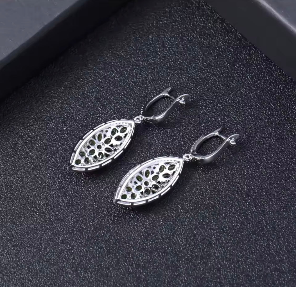 Silver 5.45 ct Chrome Diopside Earrings