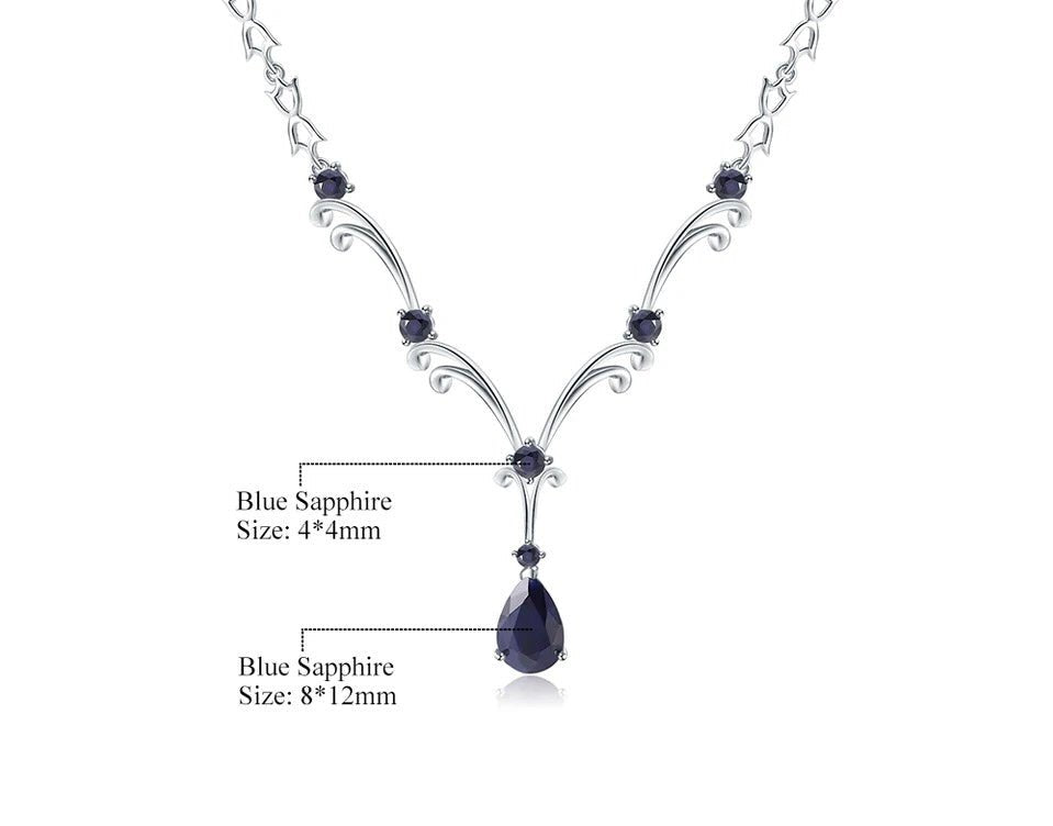 Silver 5.61 ct Sapphire Necklace