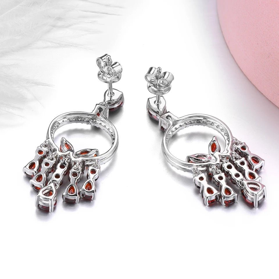 Silver 5.80 ct Garnet Earrings
