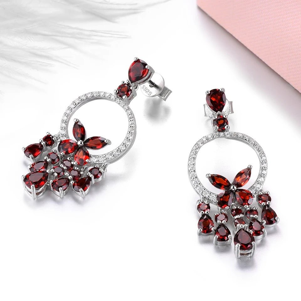 Silver 5.80 ct Garnet Earrings