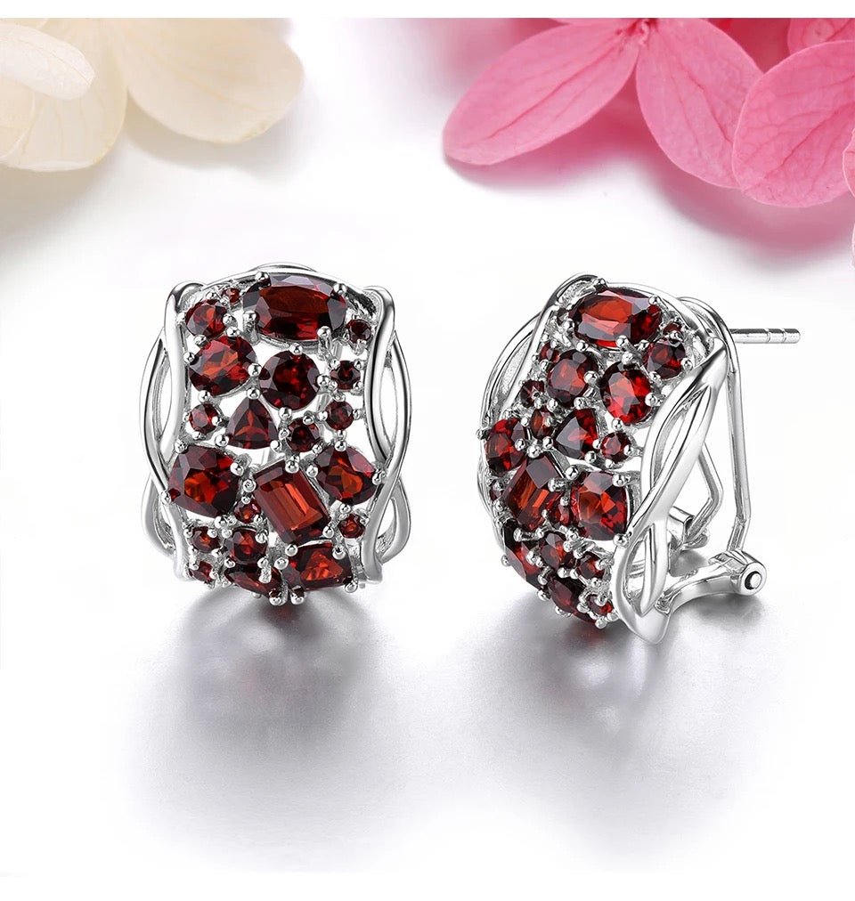 Silver 6.00 ct Garnet Earrings