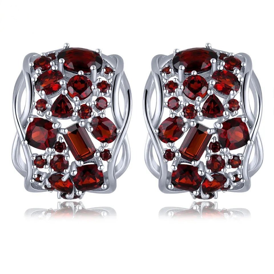 Silver 6.00 ct Garnet Earrings