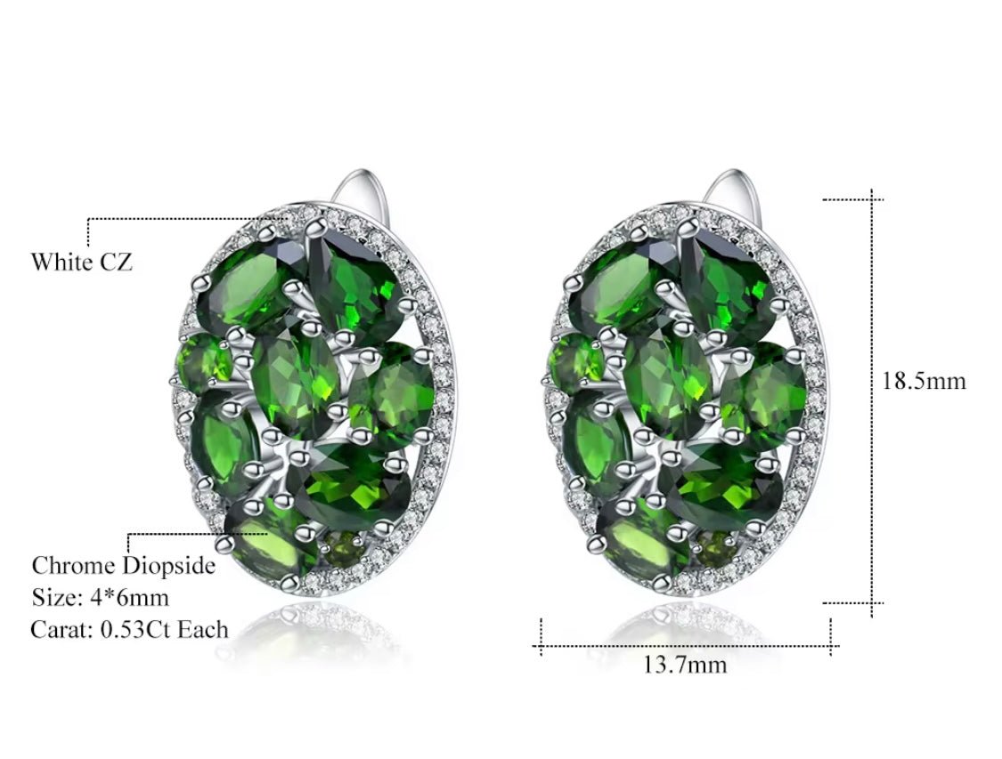 Silver 6.86 ct Chrome Diopside Earrings
