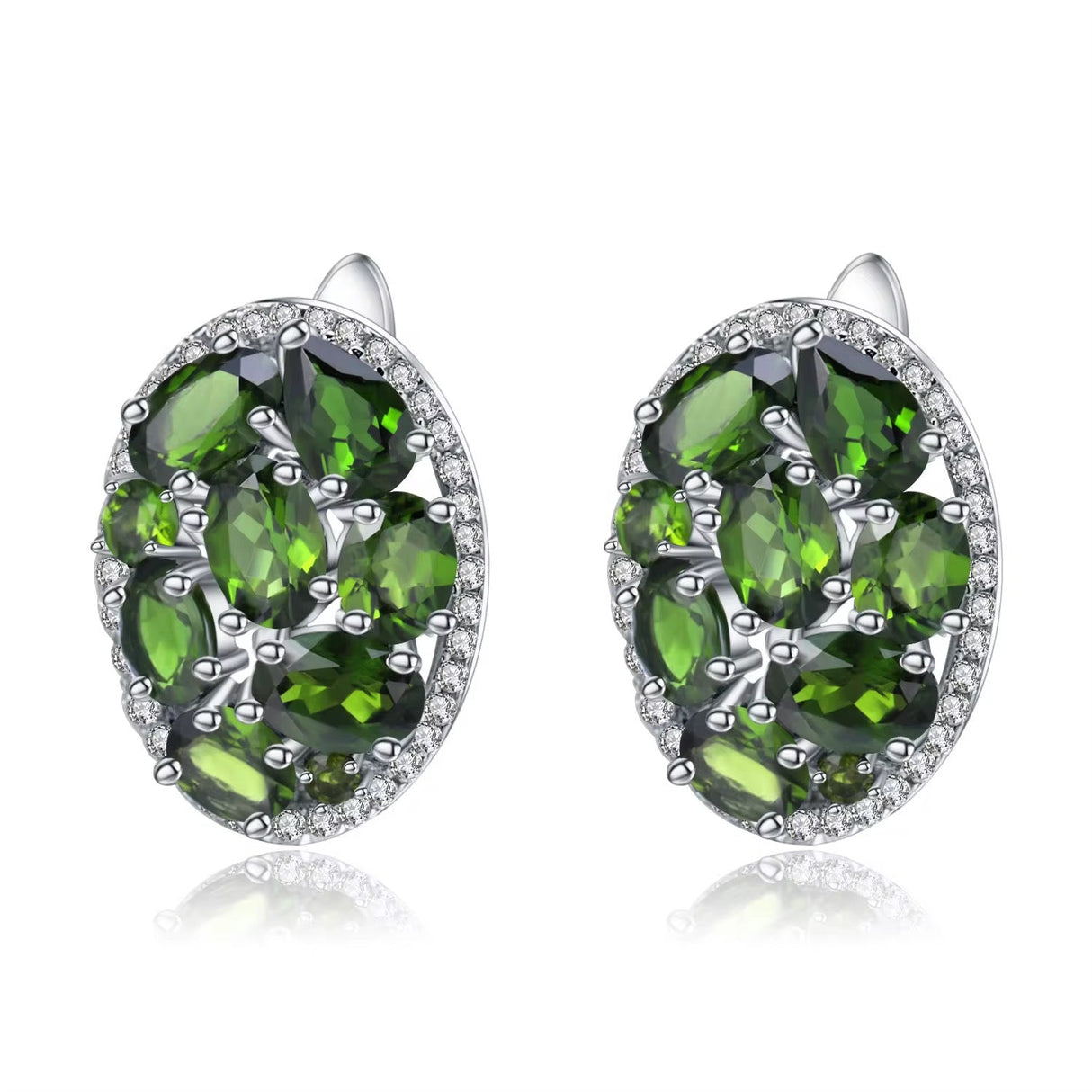 Silver 6.86 ct Chrome Diopside Earrings