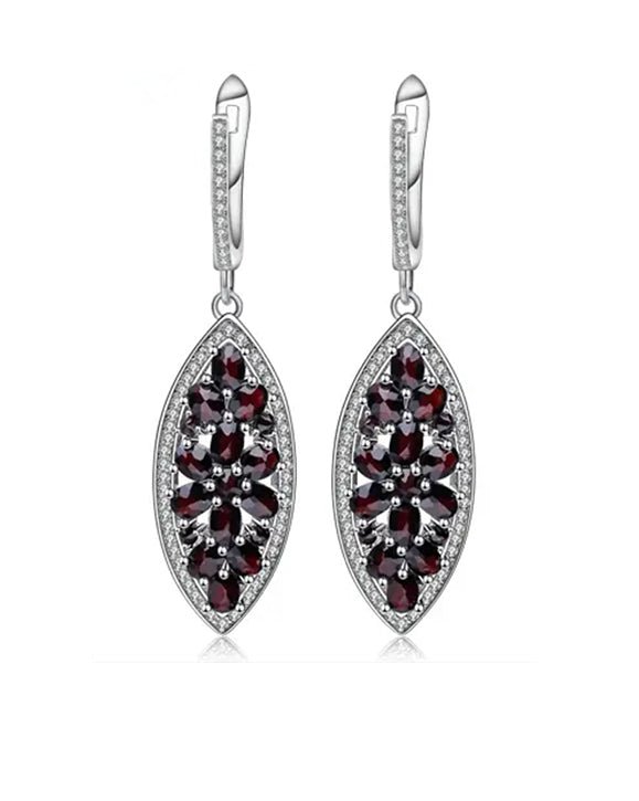 Silver 6.90 ct Garnet Earrings