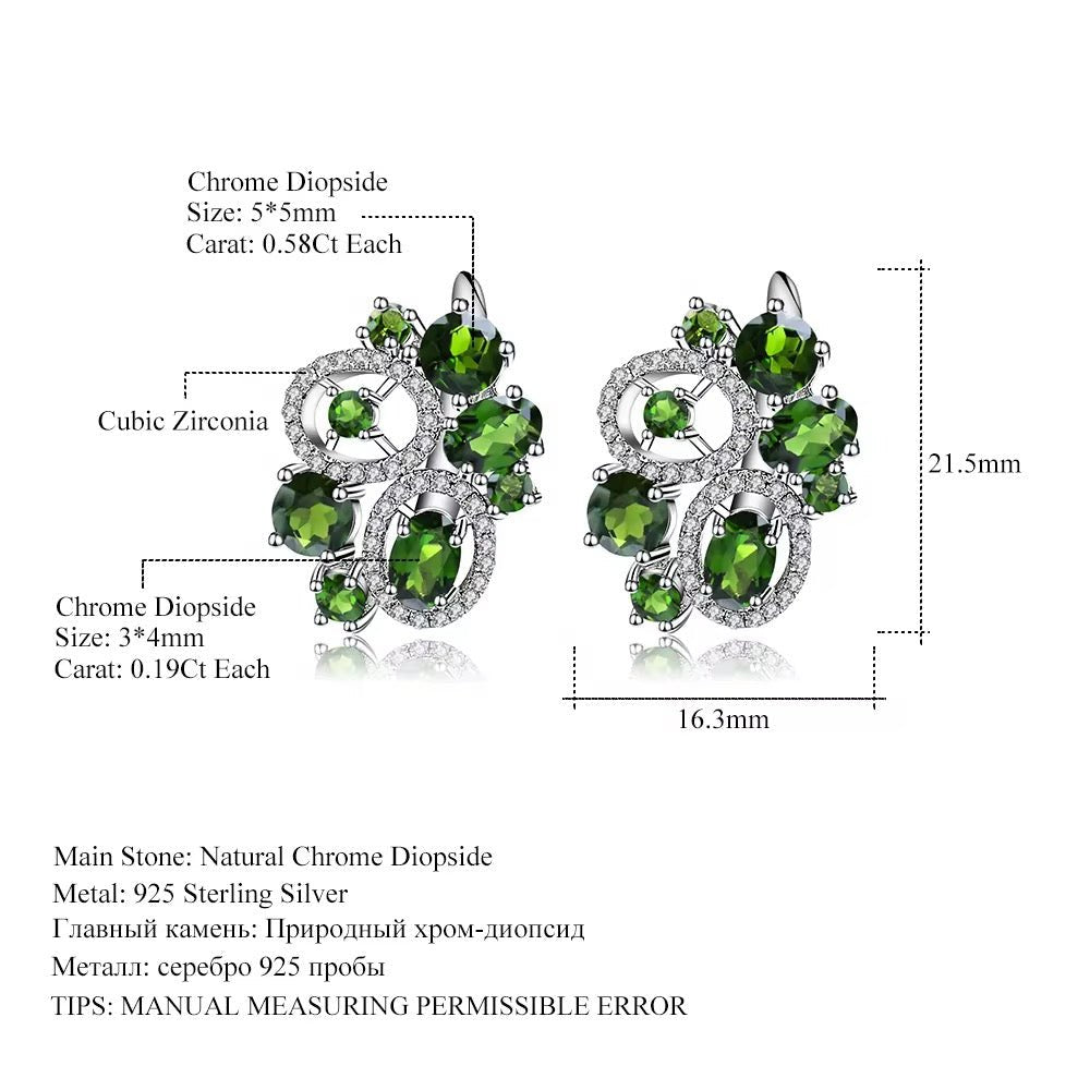 Silver 7.04 ct Chrome Diopside Earrings