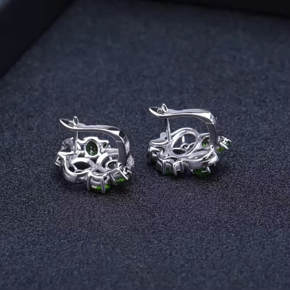 Silver 7.04 ct Chrome Diopside Earrings