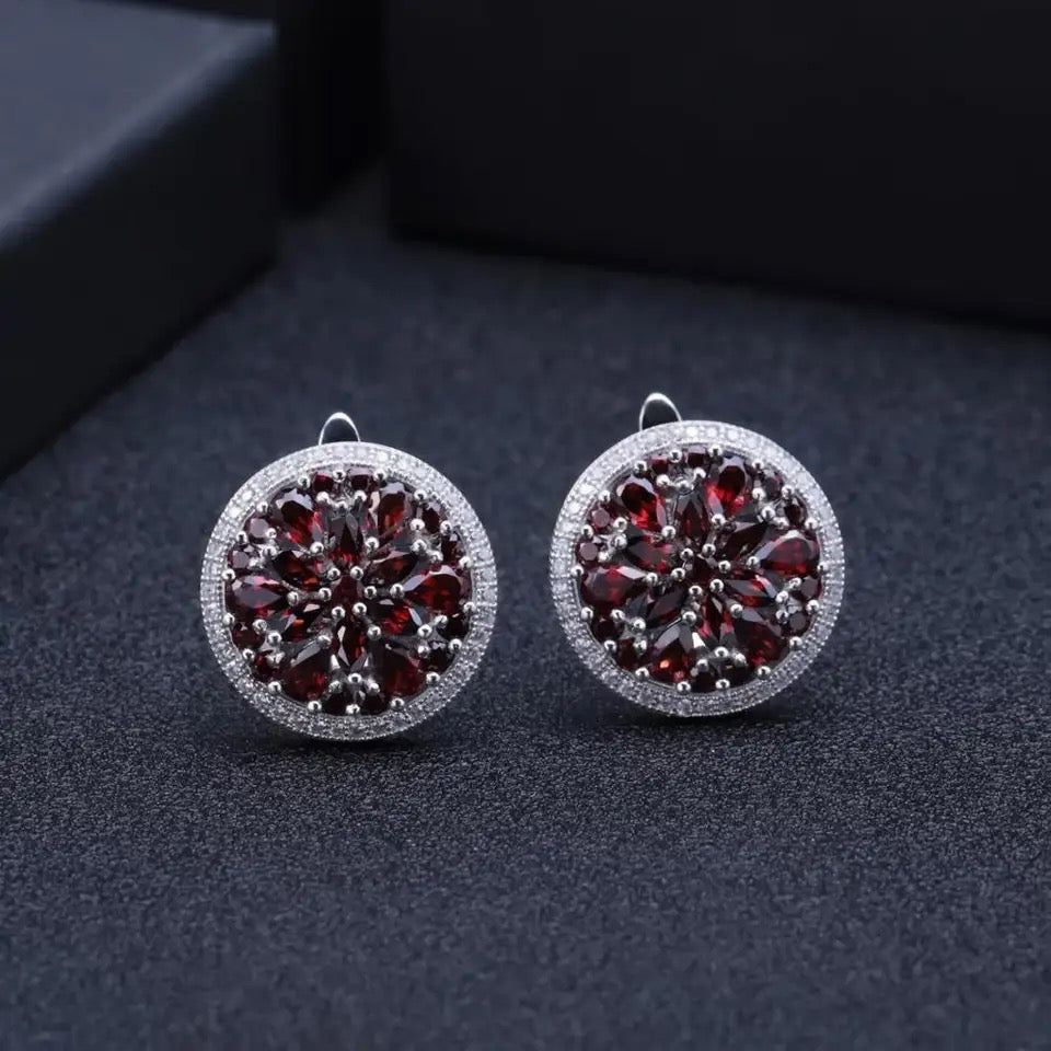 Silver 7.76 ct Garnet Earrings