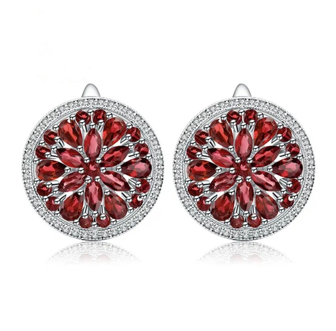 Silver 7.76 ct Garnet Earrings