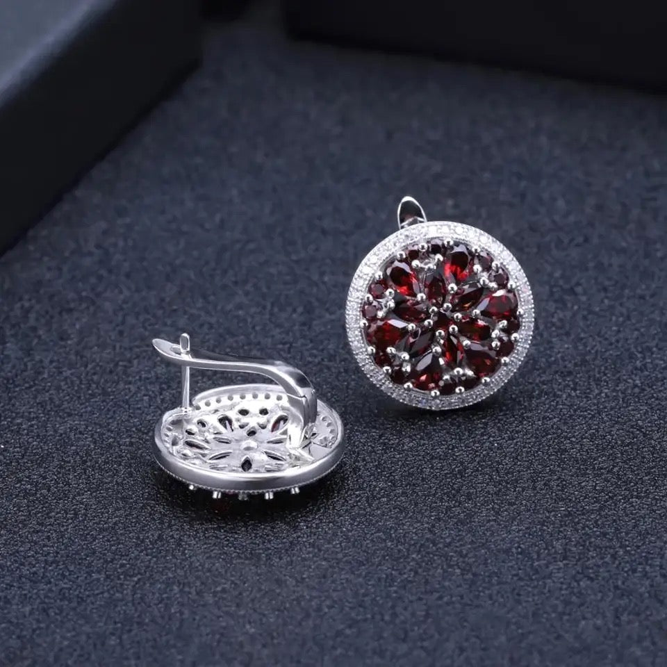 Silver 7.76 ct Garnet Earrings