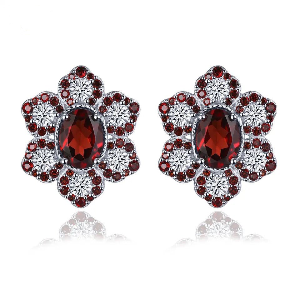 Silver 8.00 ct Garnet Earrings