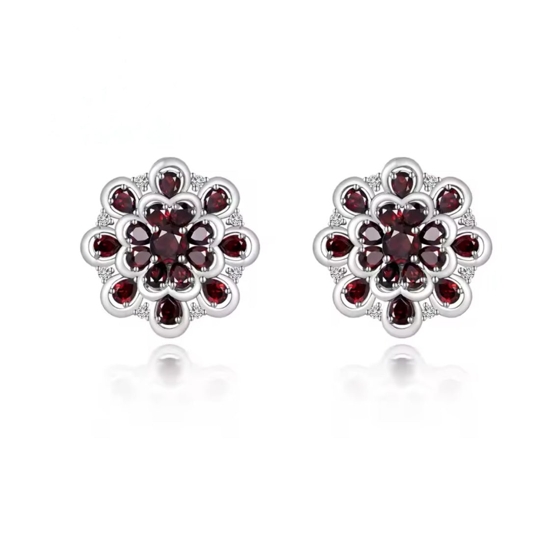 Silver 8.40 ct Garnet Earrings