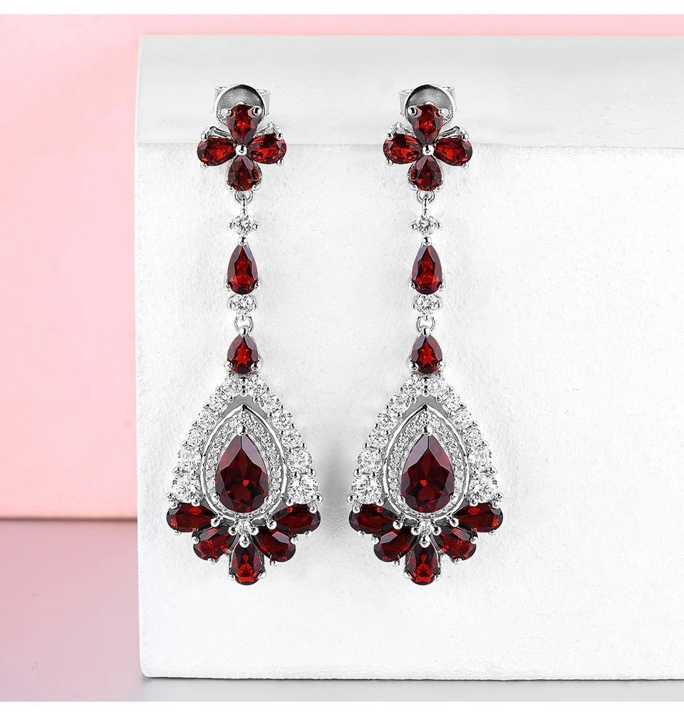 Silver 8.50 ct Garnet Earrings