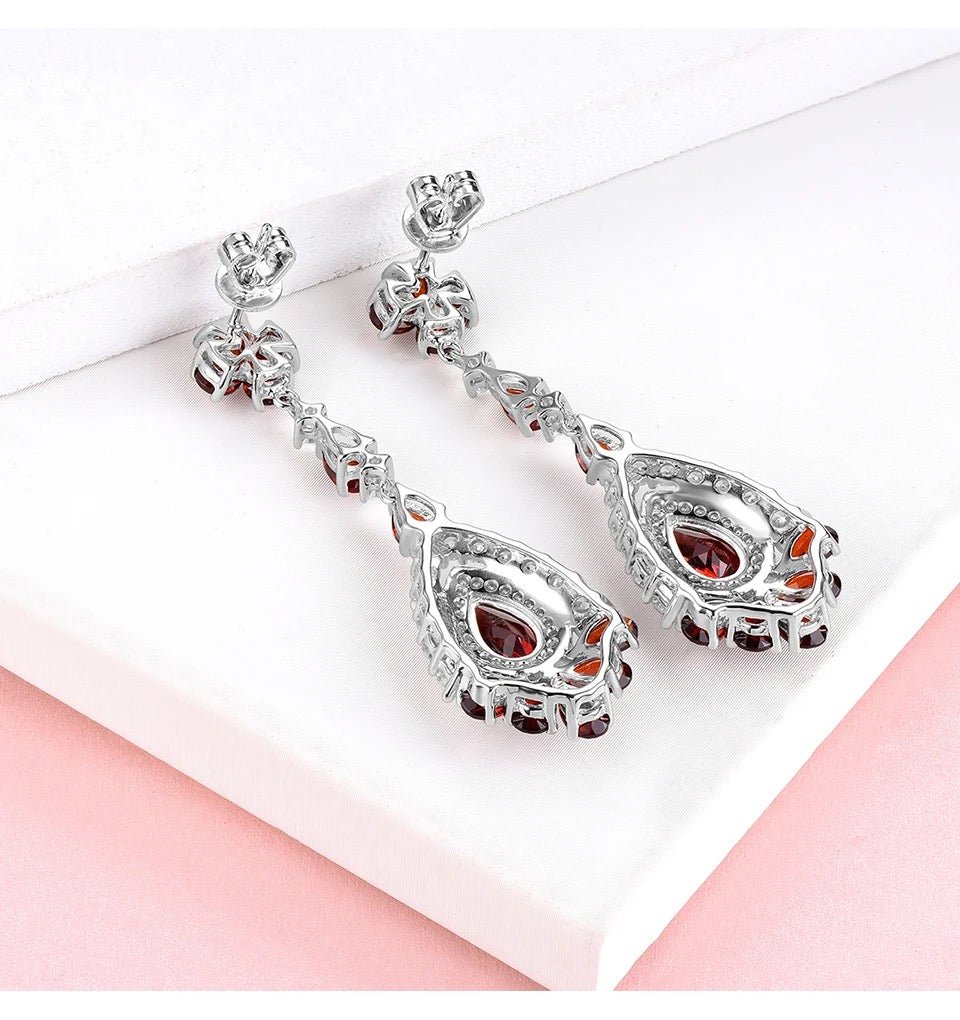 Silver 8.50 ct Garnet Earrings