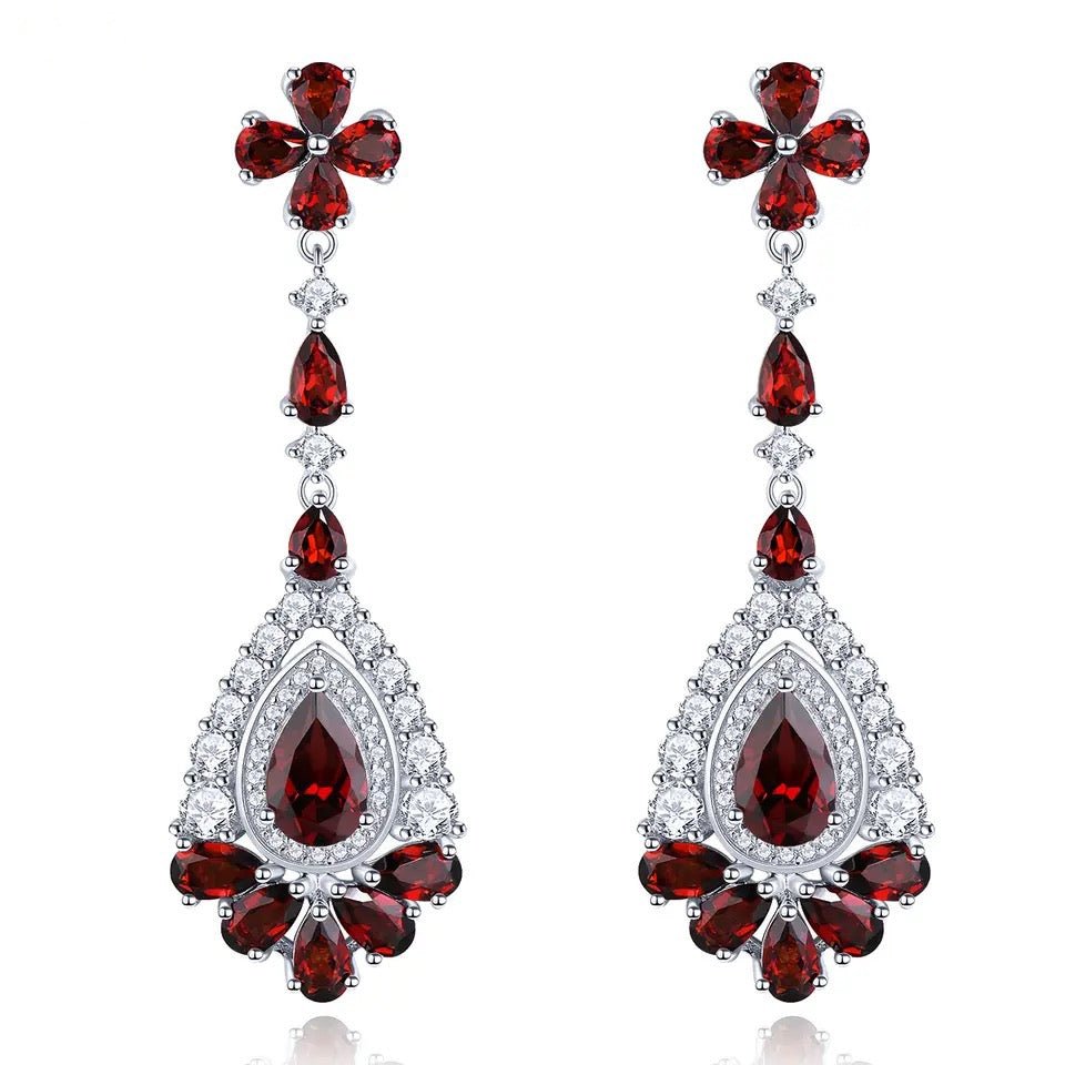 Silver 8.50 ct Garnet Earrings