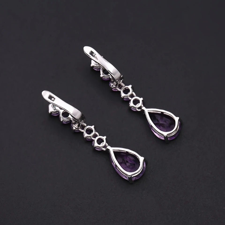 Silver 8.91 ct Amethyst Earrings