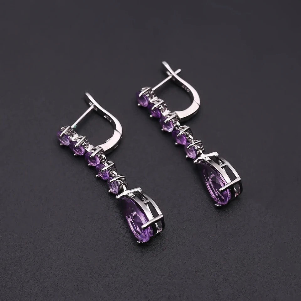 Silver 8.91 ct Amethyst Earrings