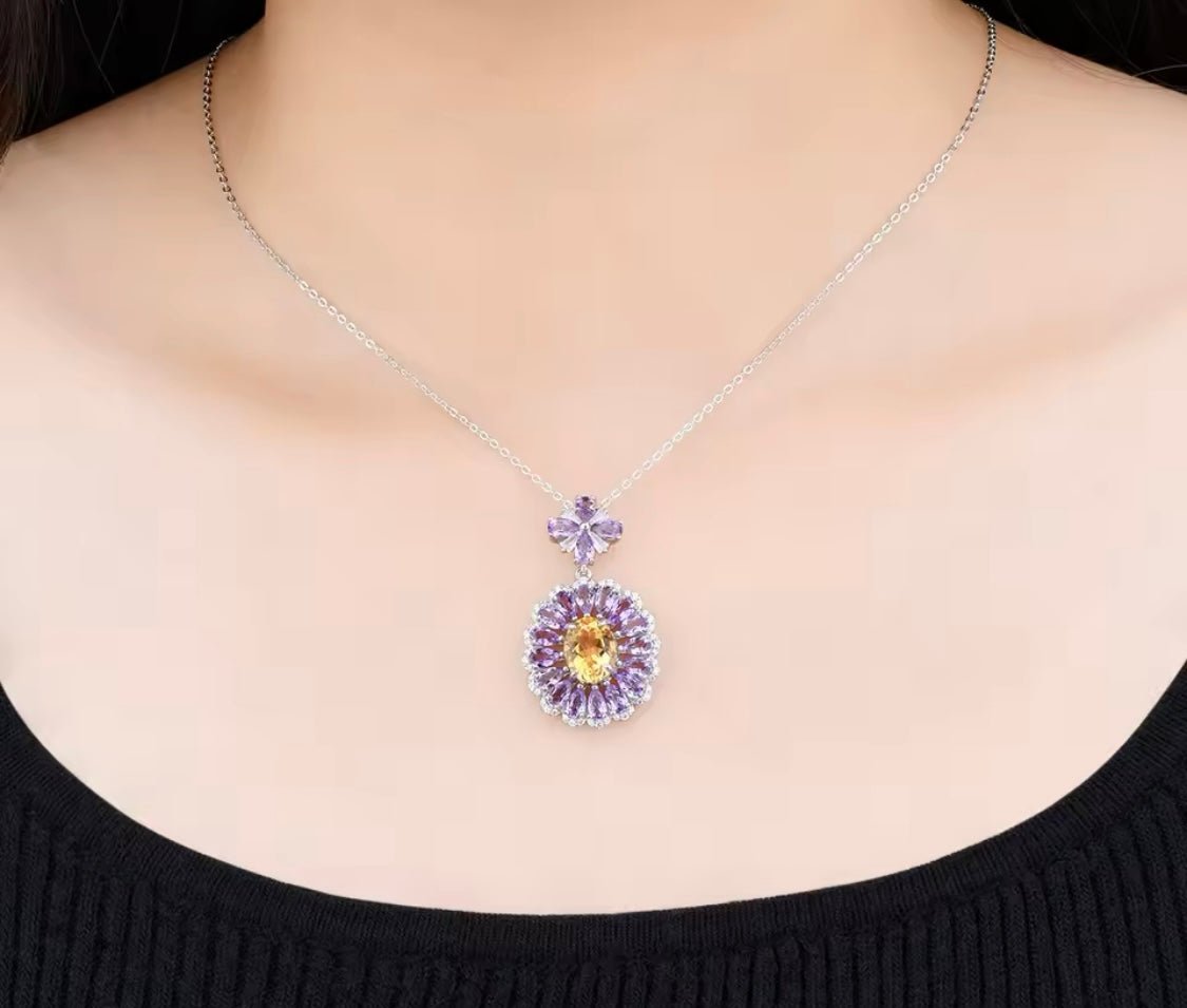 Silver Amethyst / Citrine 6.50 ct Necklace