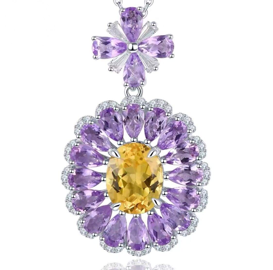 Silver Amethyst / Citrine 6.50 ct Necklace