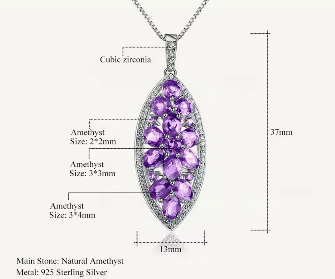 Silver Amethyst Pendant – 1.24 ct Natural Gemstone Necklace