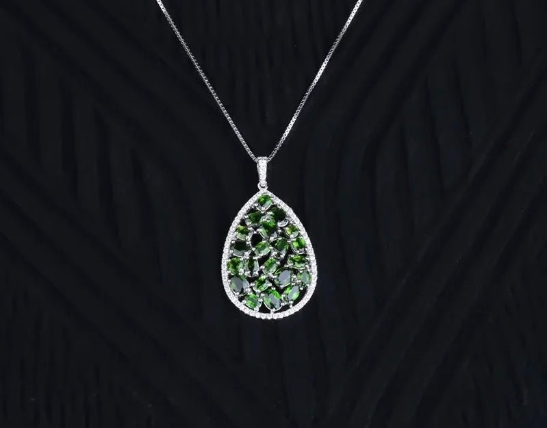 Silver Chrome Diopside Pendant – 5.98 ct Natural Green Gemstone