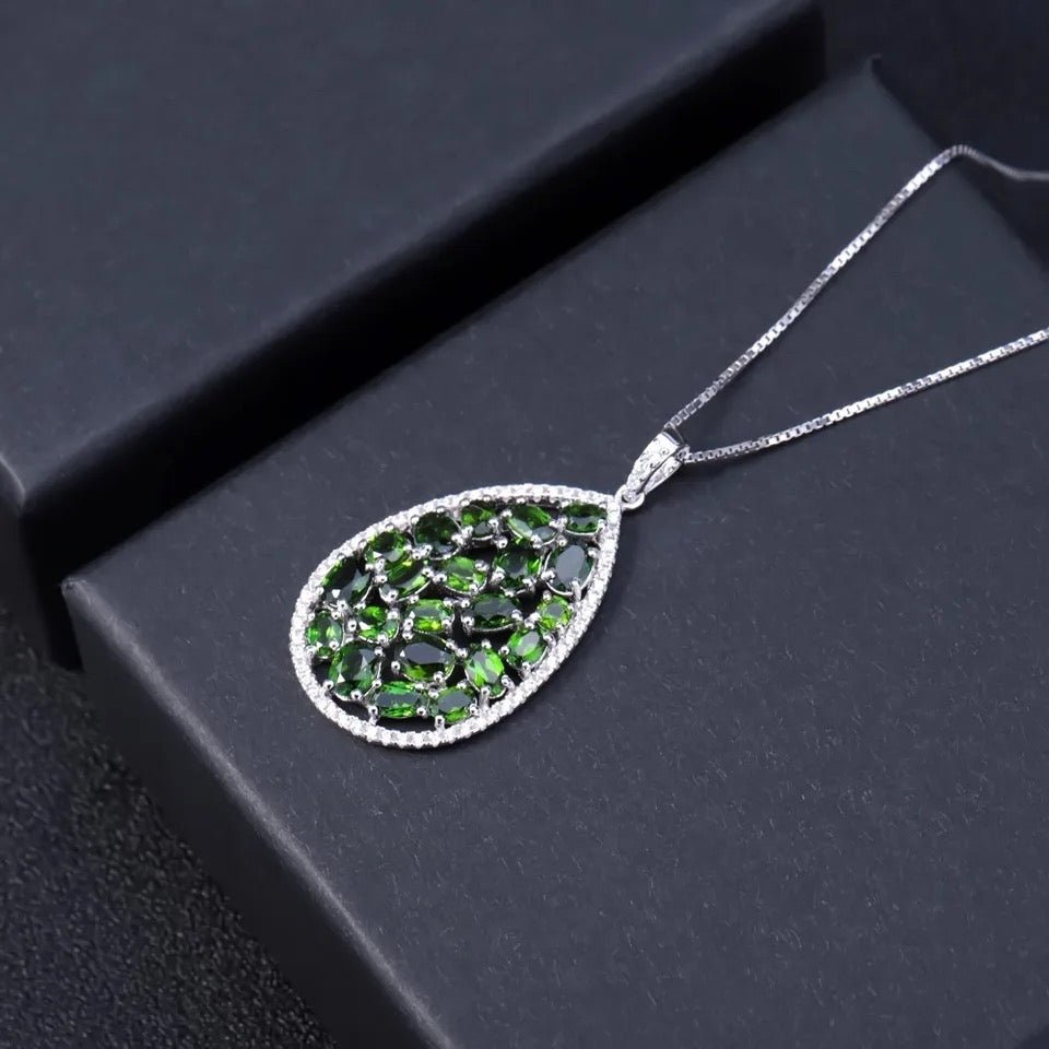 Silver Chrome Diopside Pendant – 5.98 ct Natural Green Gemstone