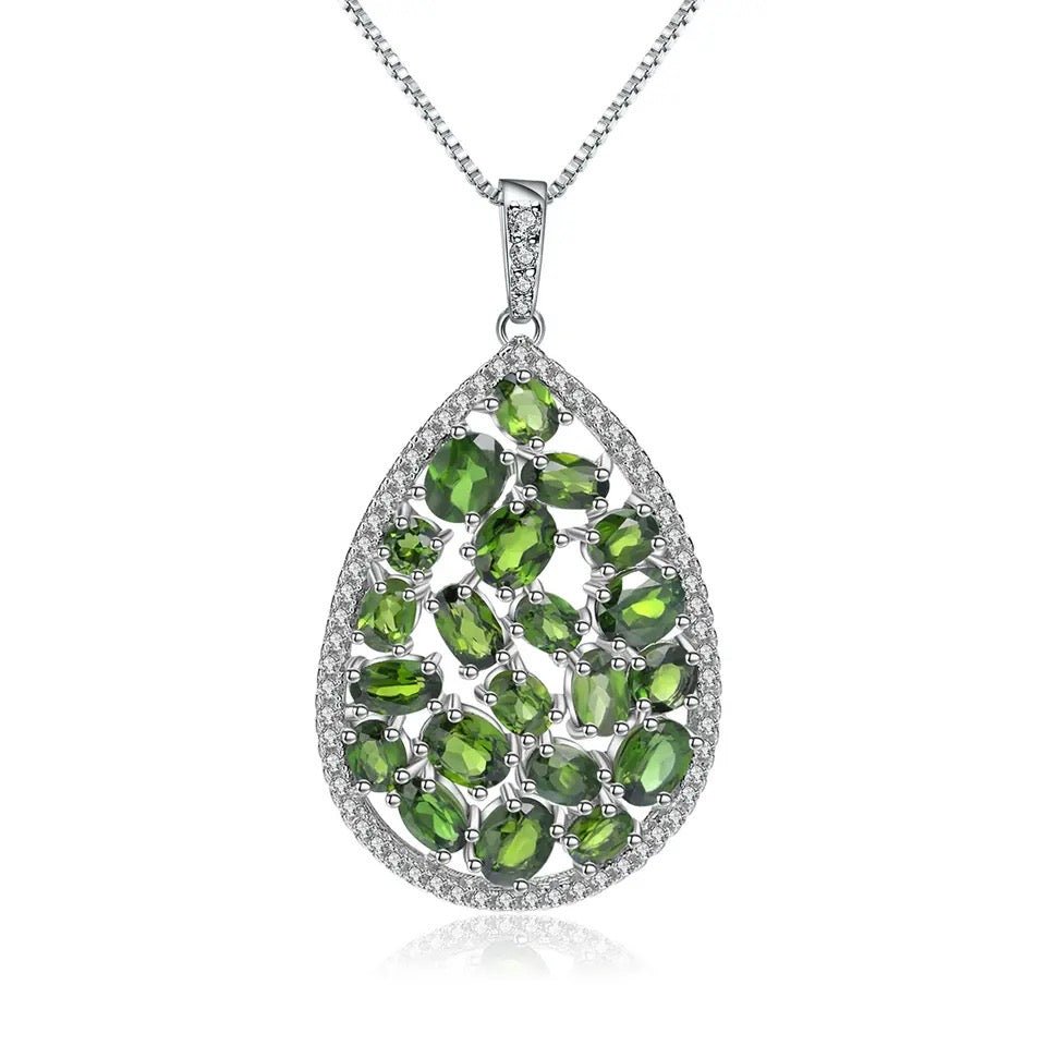 Silver Chrome Diopside Pendant – 5.98 ct Natural Green Gemstone