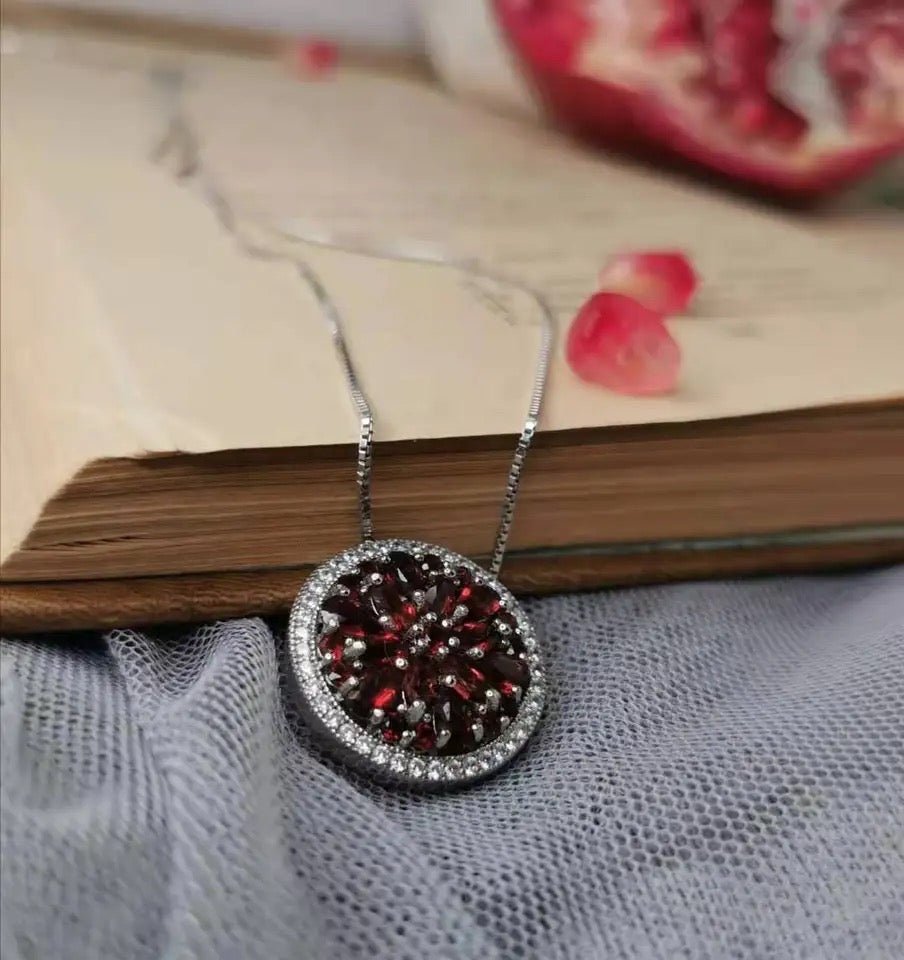 Silver Garnet Pendant – 3.68 ct Natural Red Gemstone Jewelry
