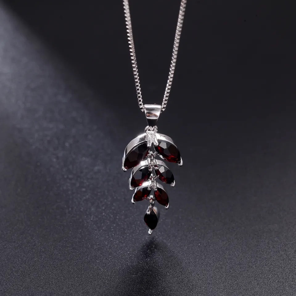 Silver Garnet Pendant with chain