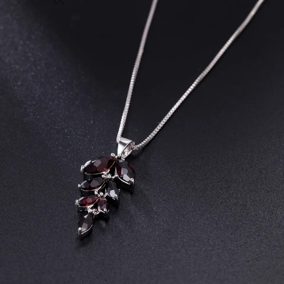 Silver Garnet Pendant with chain