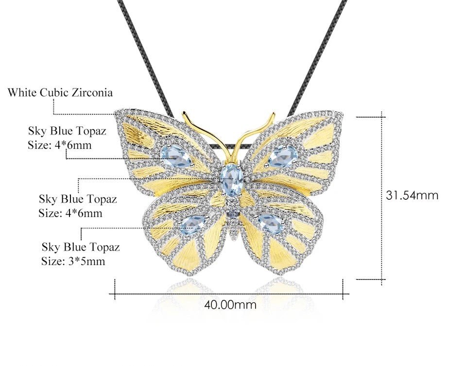 Silver / Golden plated 2.27 ct Topaz Pendant - Brooch