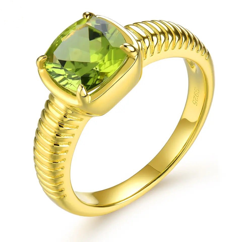 Silver / Golden Plated 2.50 ct Peridot Ring