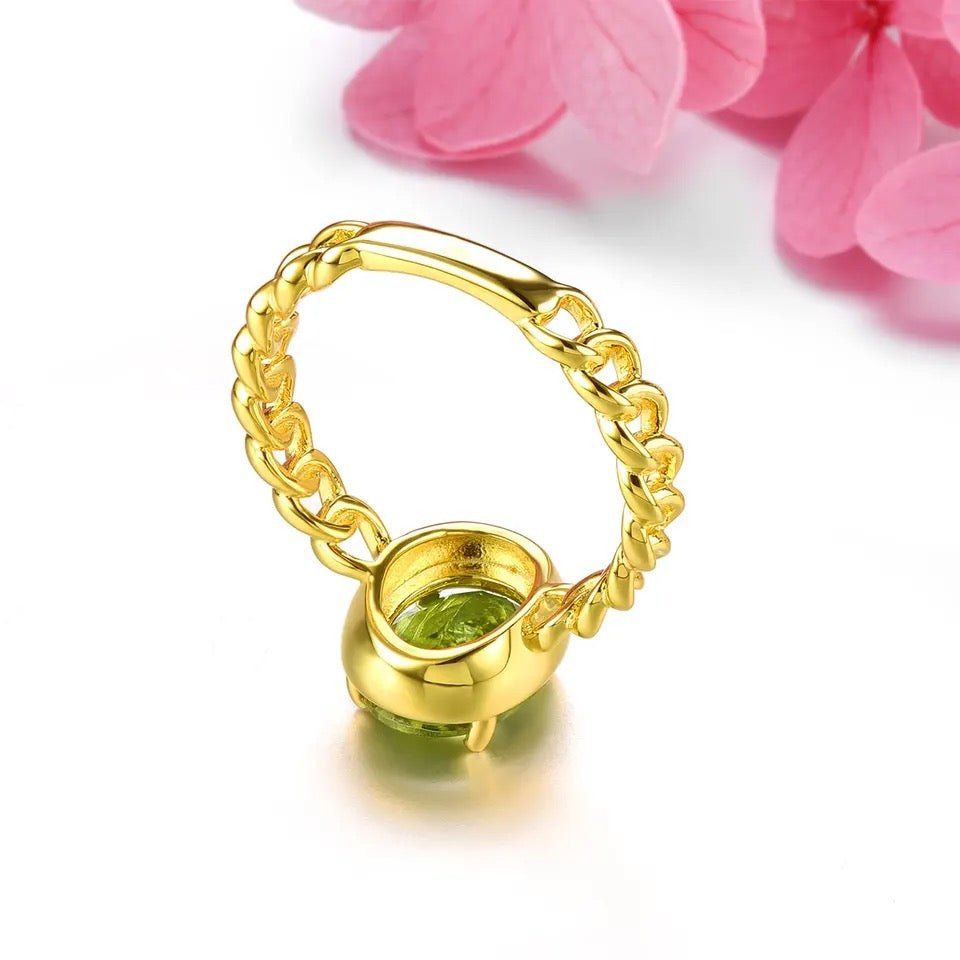 Silver / Golden Plated 2.60 ct Peridot Ring