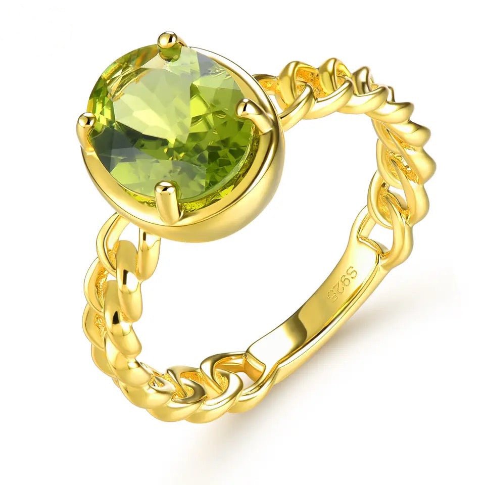 Silver / Golden Plated 2.60 ct Peridot Ring