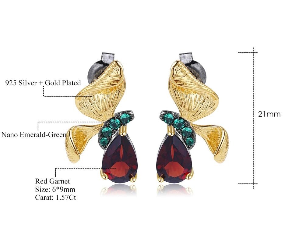 Silver / Golden plated 3.15 ct Garnet Earrings